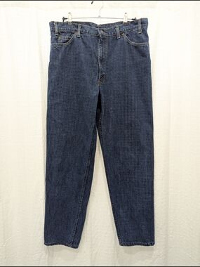 Vtg 1987 LEVIS 550 Orange Tab Checkered Grid Jeans Men 38x34 Made in USA Rare